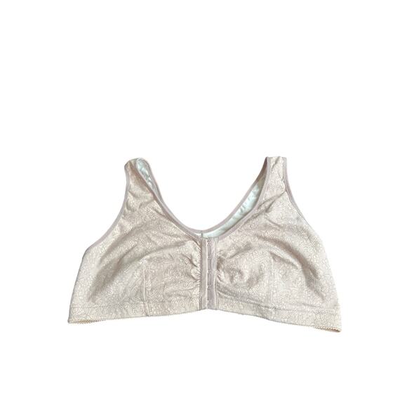 Amoena Frances SB bra size XL pink/gray front closure wire-free no padding - Picture 1 of 5